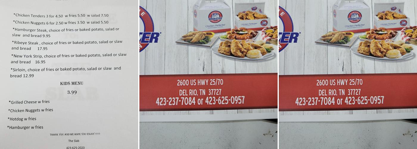 Slab Cafe Menu