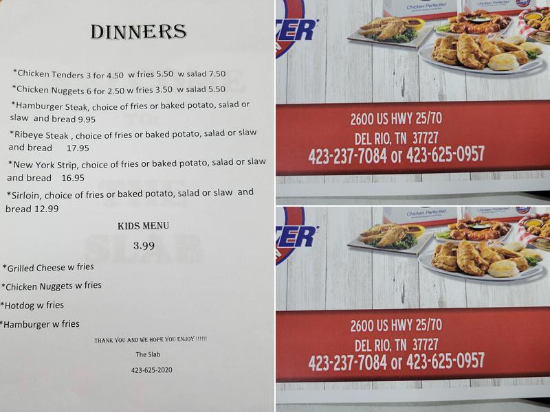 Slab Cafe Menu