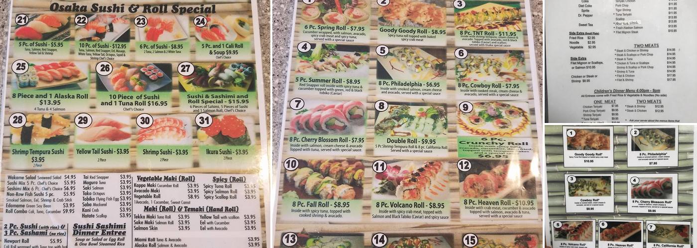 Osaka Japanese Steak & Lobster house Menu