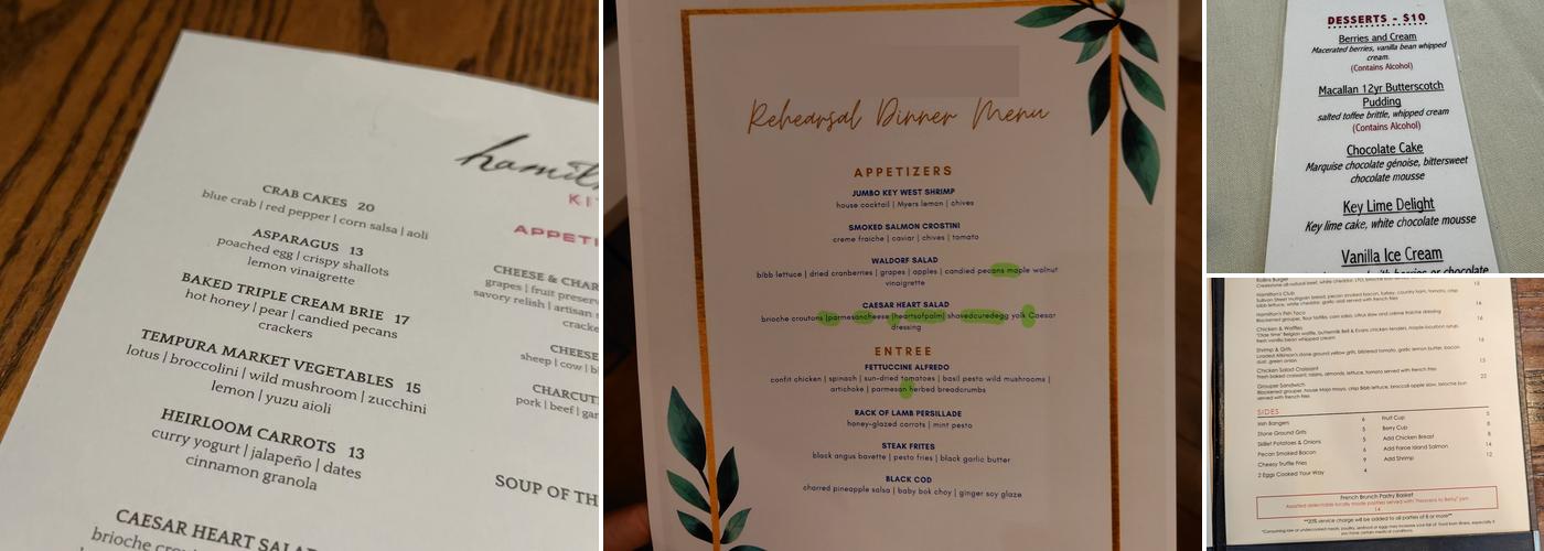 Hamilton's Kitchen Menu