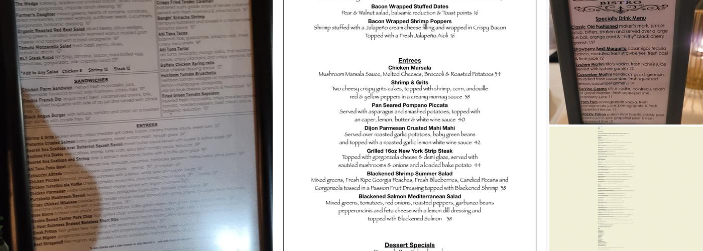 Devine Bistro Menu