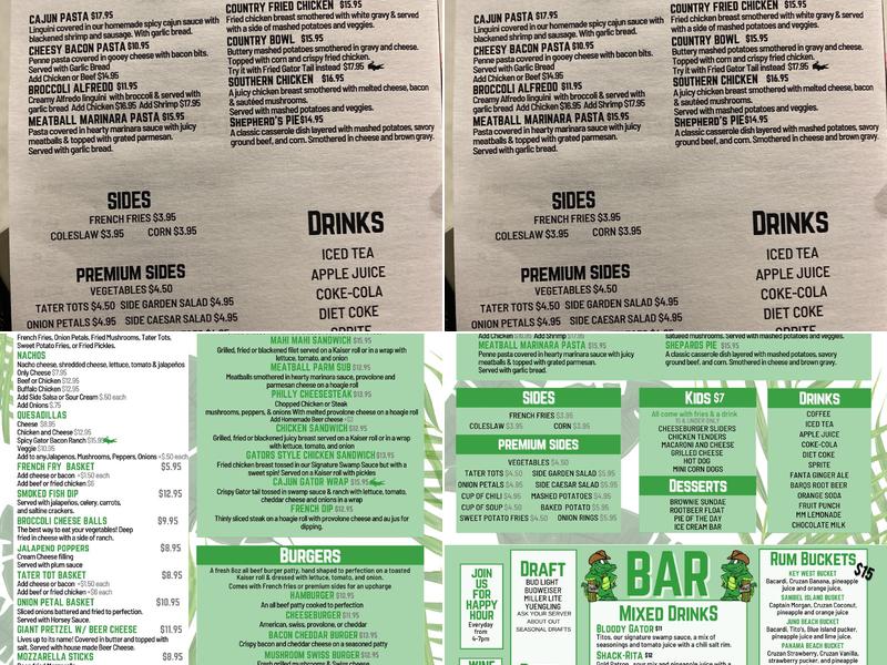 Gators Shack Menu