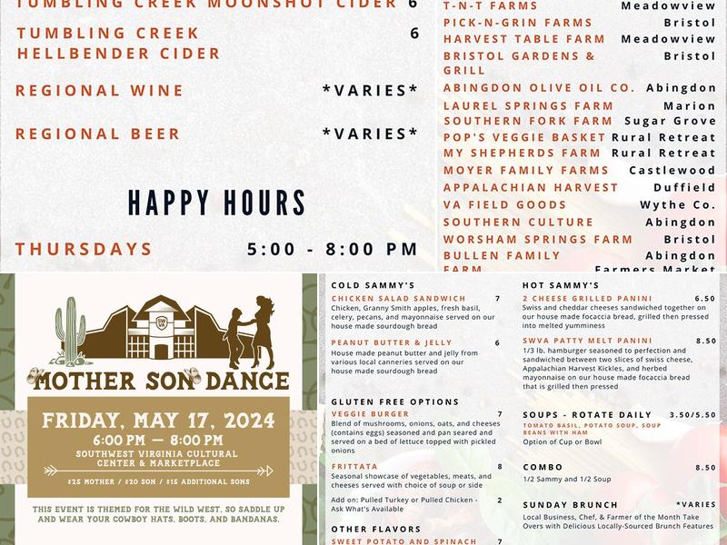 Southwest Virginia Cultural Center & Marketplace Menu