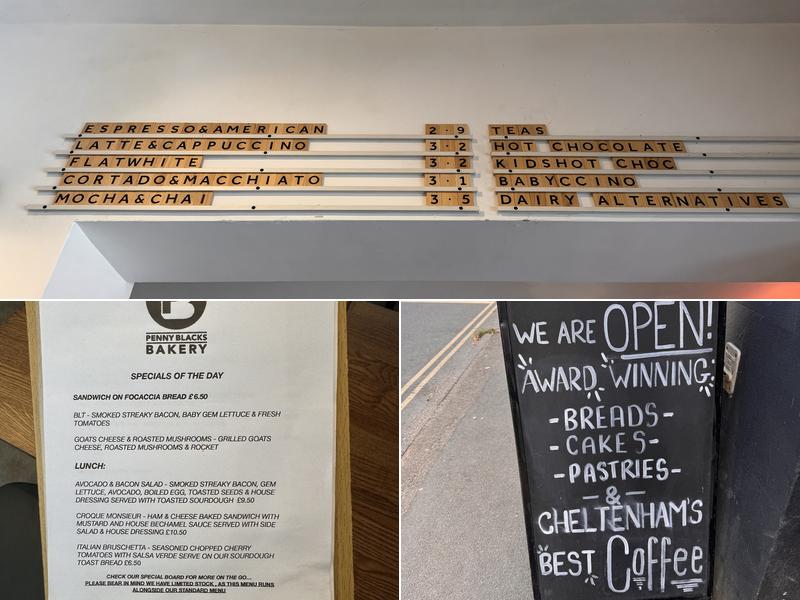 Penny Blacks Bakery Menu