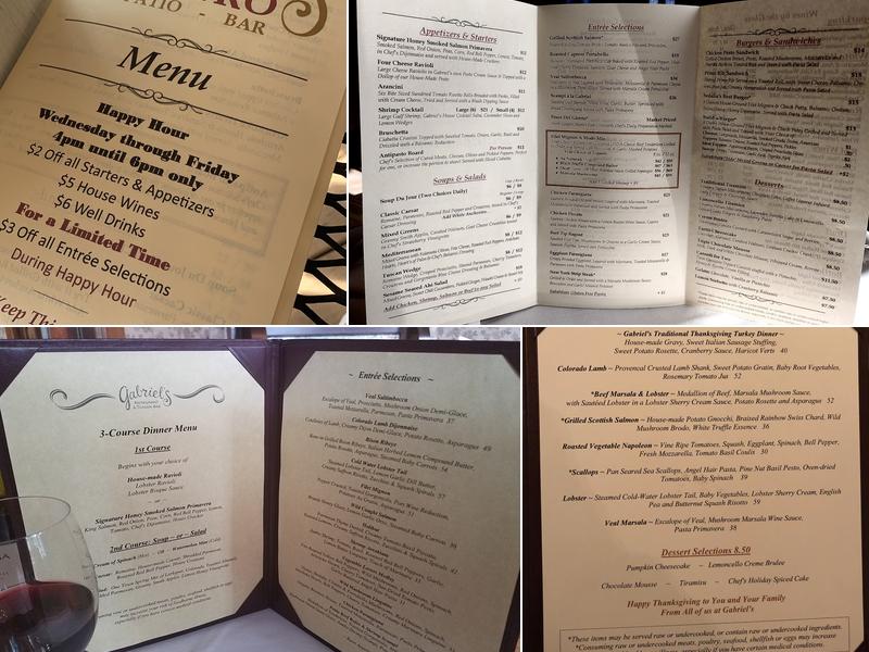 Gabriel's Restaurant Menu
