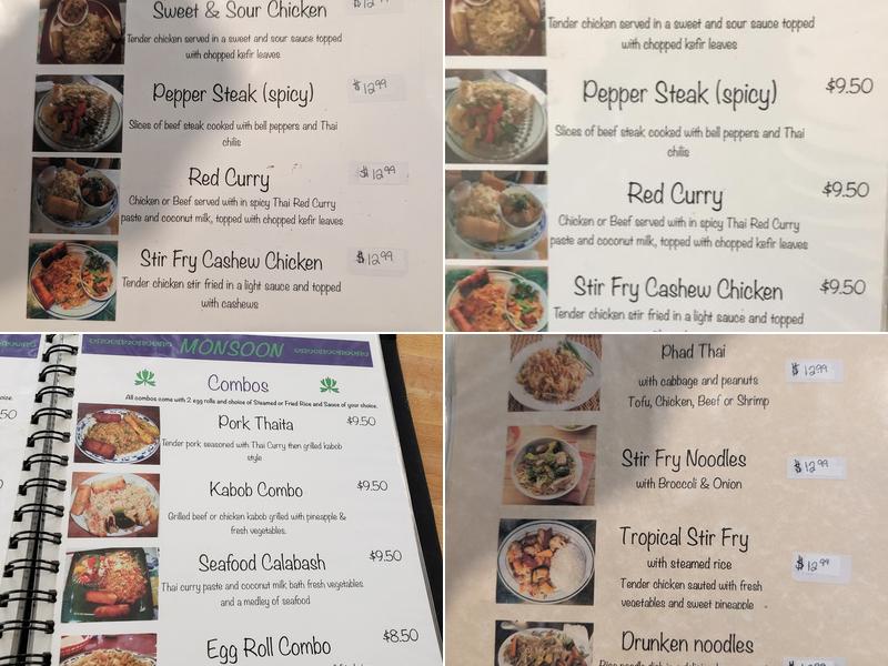 Monsoon Thai & Exotic Foods Menu