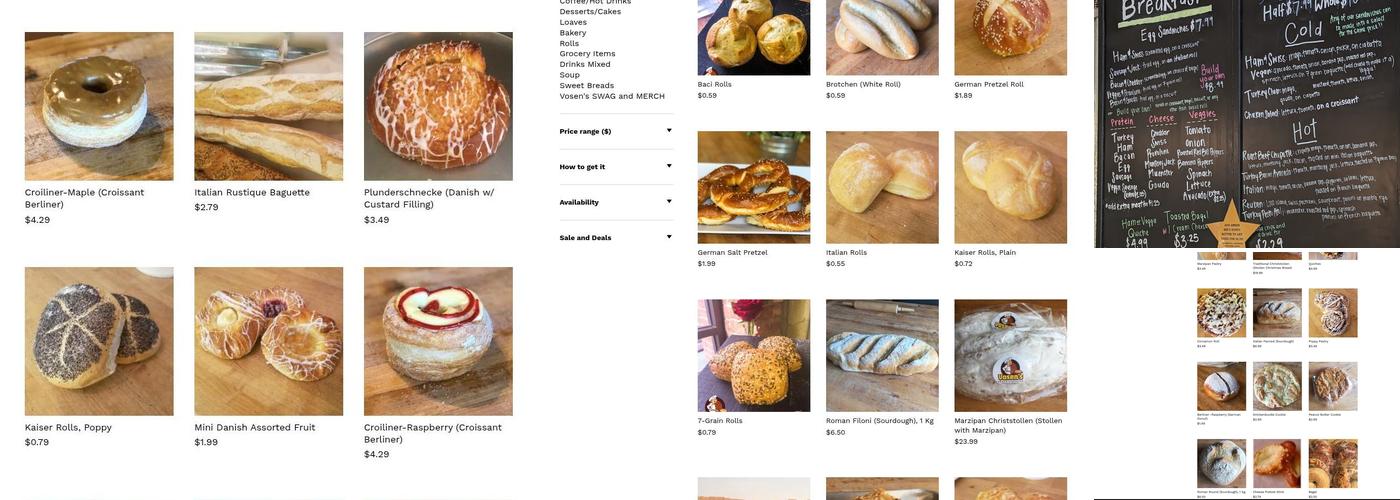 Vosen's Bread Paradise Menu