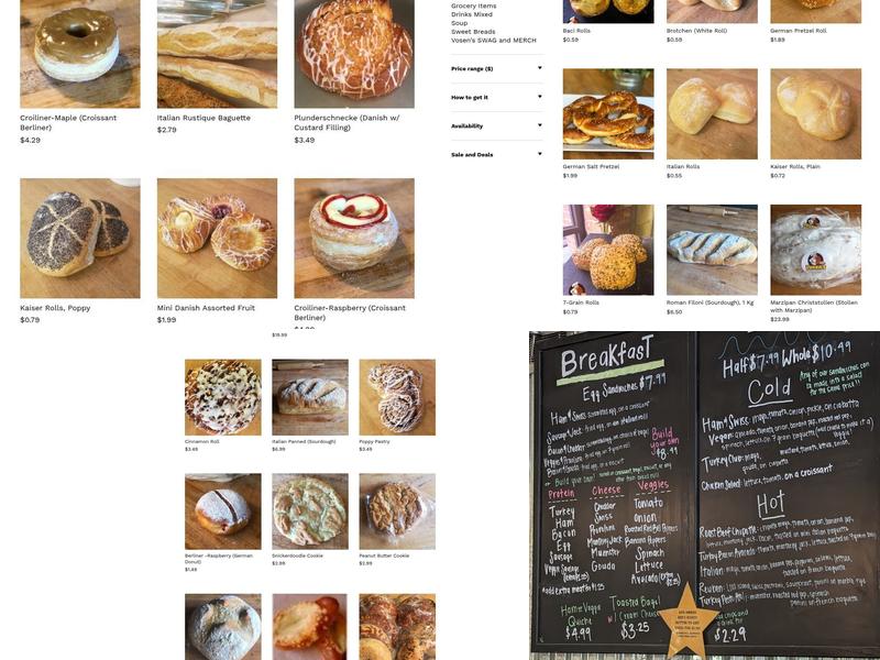 Vosen's Bread Paradise Menu