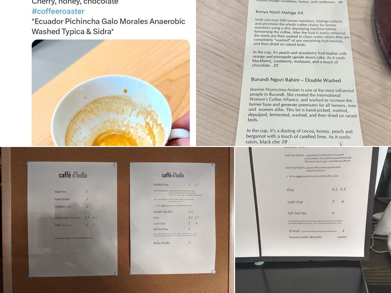 caffe d'bolla Menu