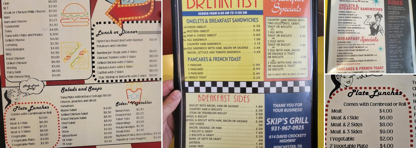 Skip's Grill Menu