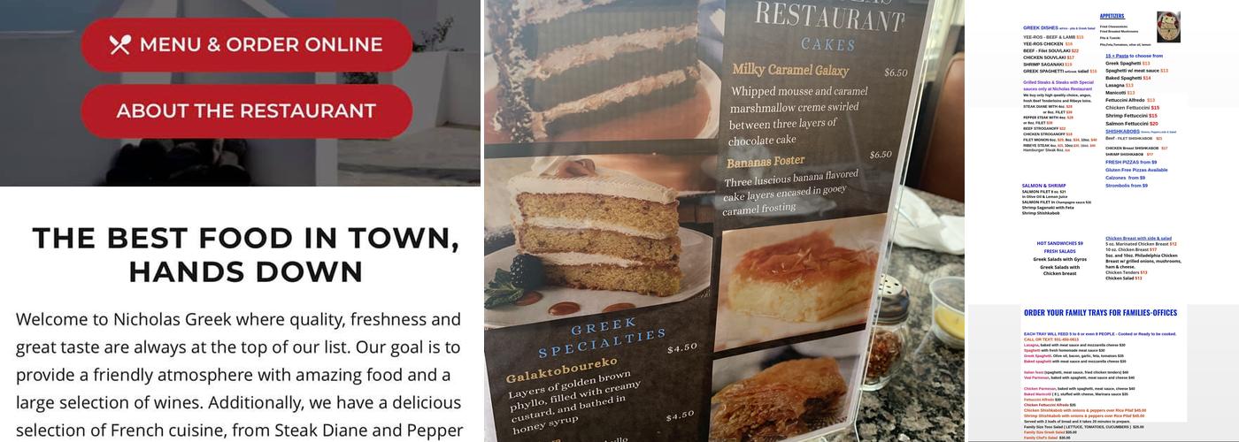 Nicholas Restaurant Menu