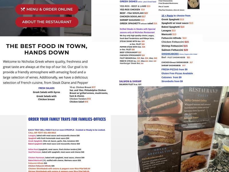 Nicholas Restaurant Menu