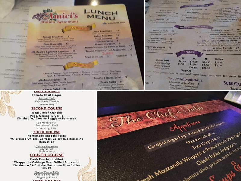 Amici's Italian Restaurant & Pizzeria Menu