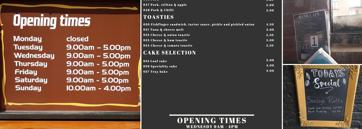 Bank Cafe & Bar Menu