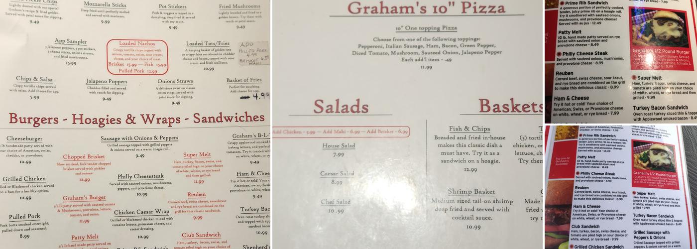 Graham's Beach Grill Menu