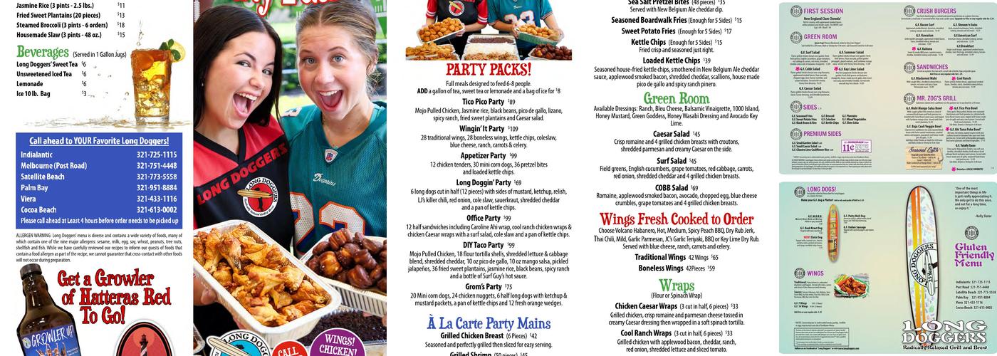 Long Doggers Menu