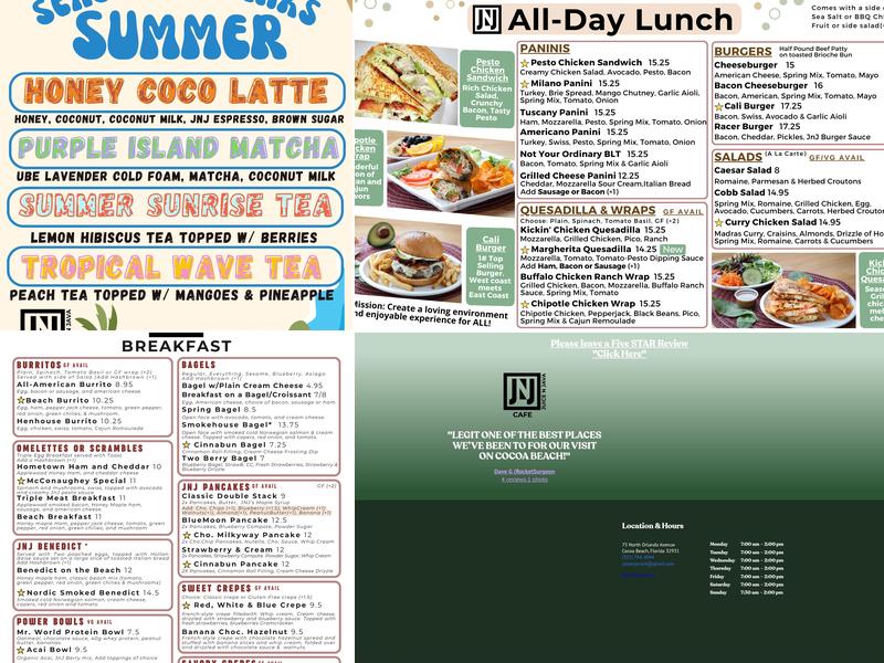 Juice 'N Java Cafe Menu