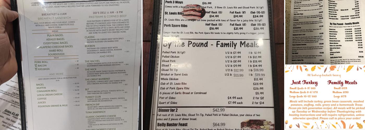 Double D's Deli and More Menu