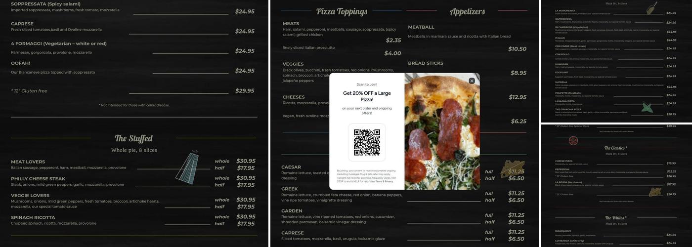 Duetto Pizza and Gelato Menu