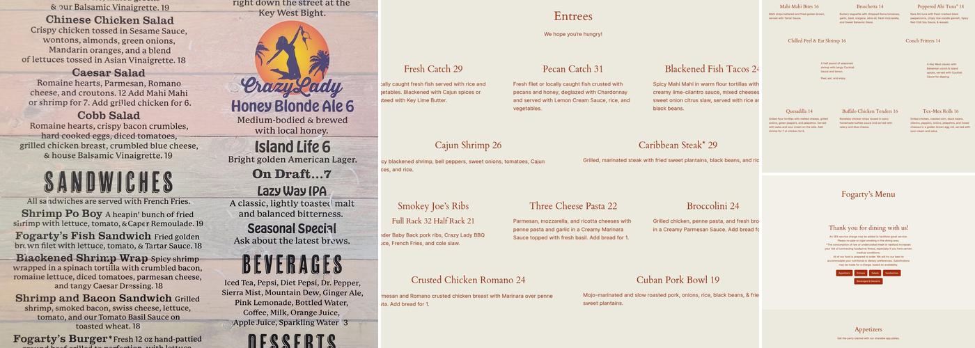 Fogarty's Menu