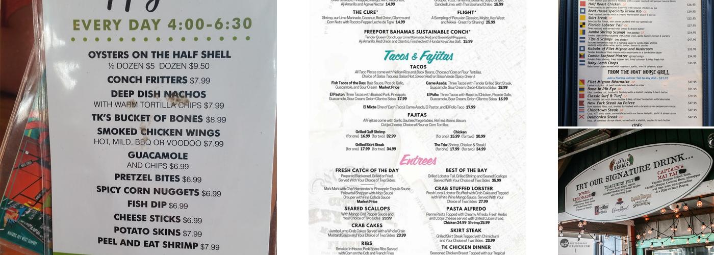 Turtle Kraals Menu