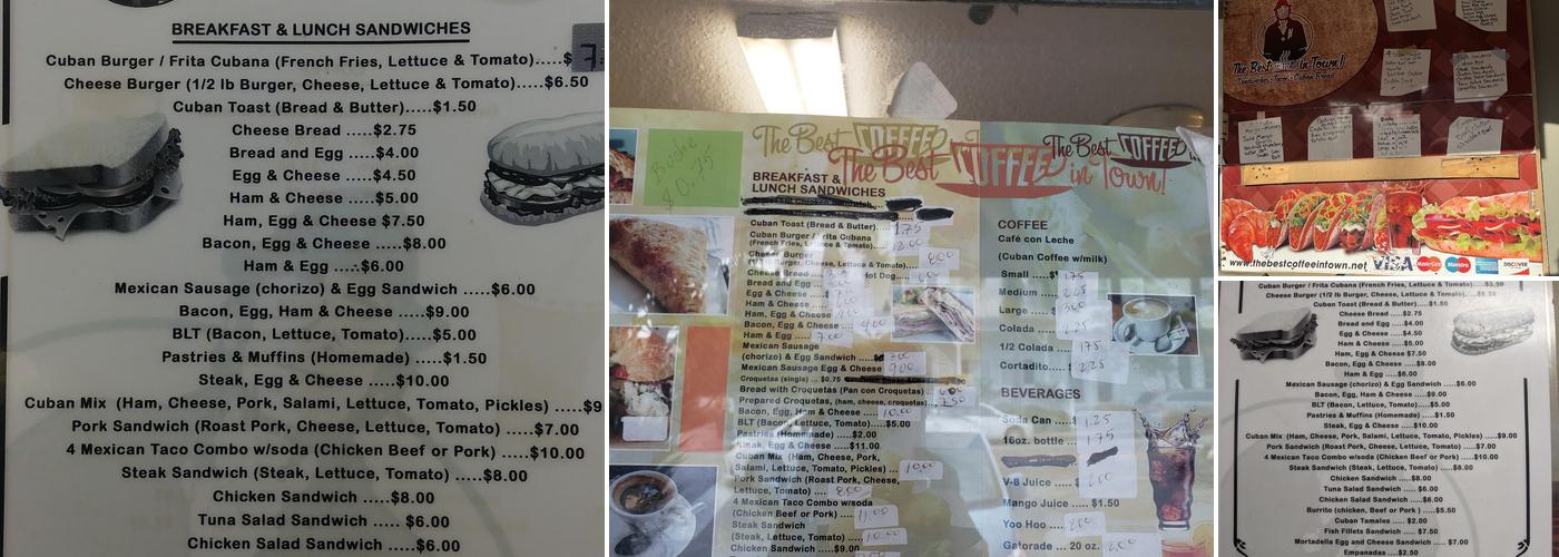 The Best Coffee in Town Menu