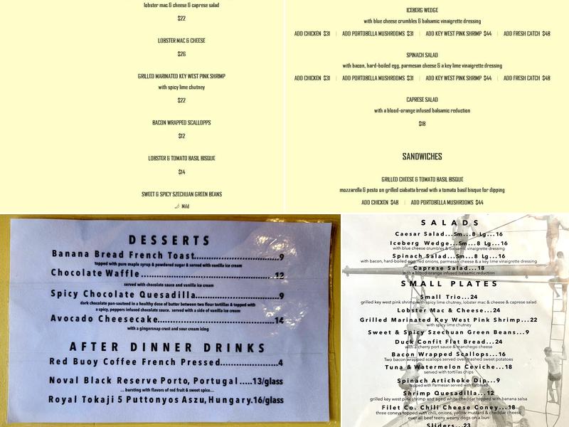 The Flaming Buoy Filet Co. Menu