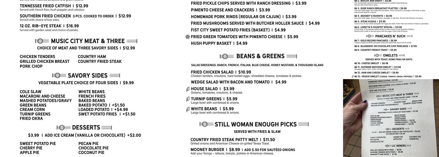 Loretta Lynn's Kitchen Menu