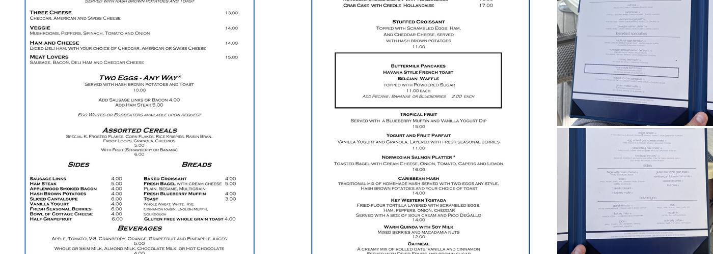 One Duval Menu