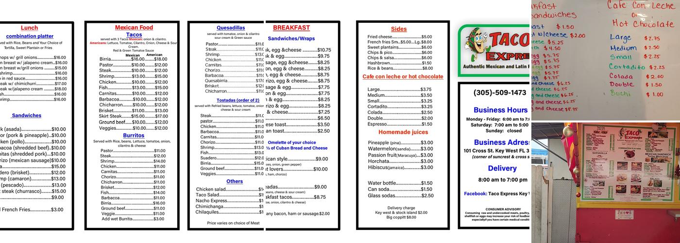 Taco Express Menu