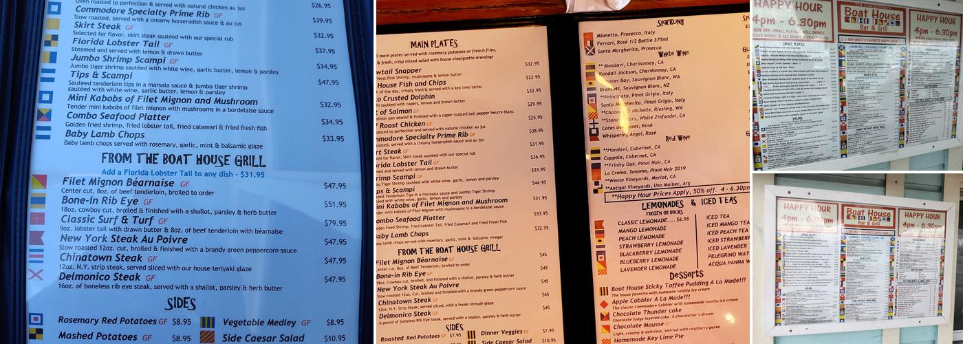 Boat House Bar & Grill Menu