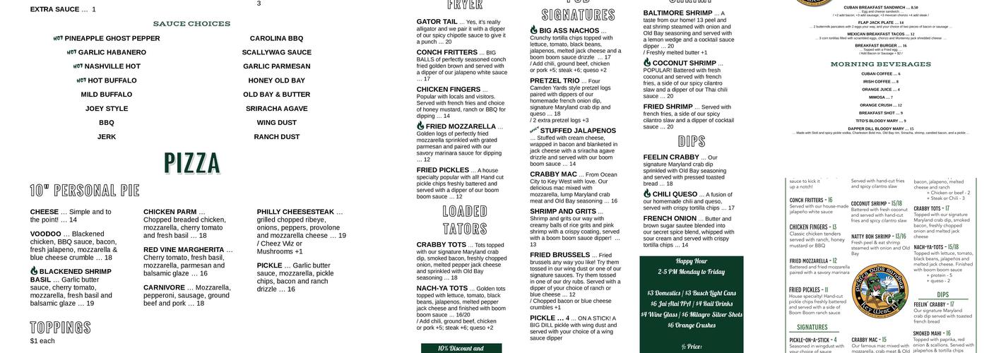 Pickles Pub Key West Menu