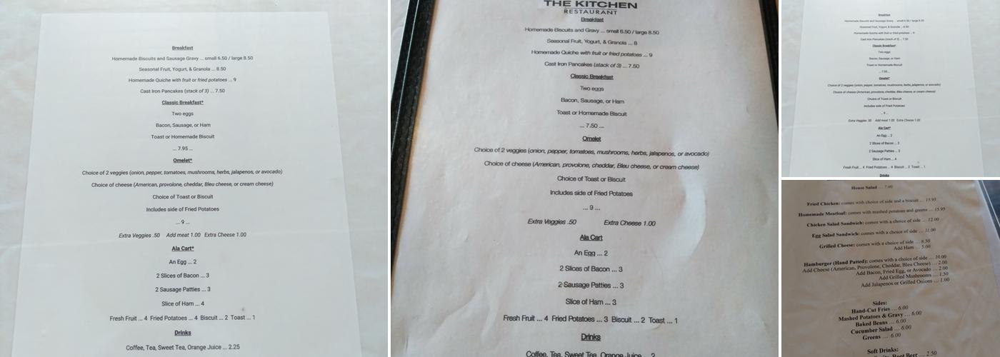 The Kitchen Menu