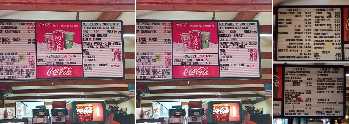 Hott's BBQ Menu