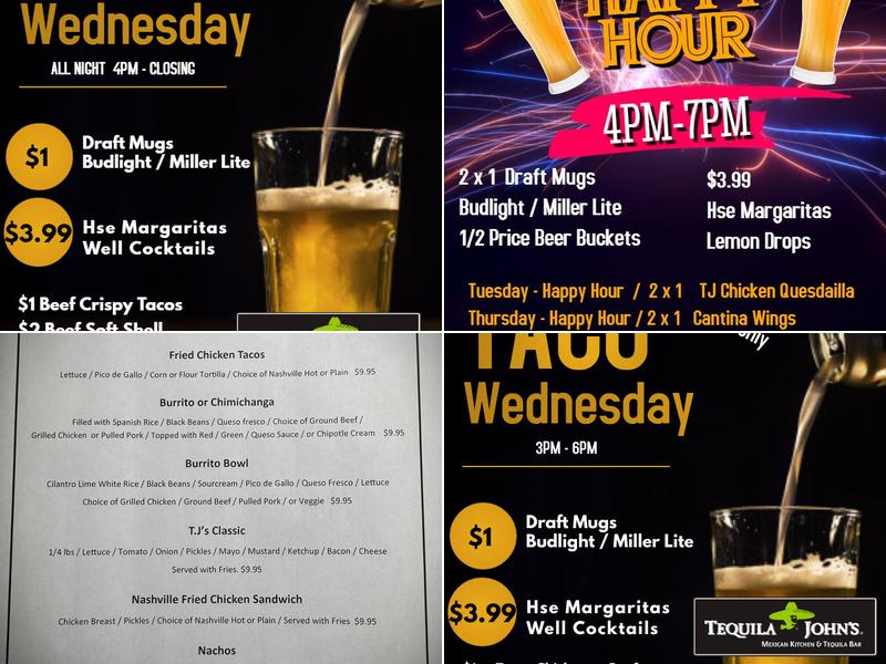 Tequila Johns Menu