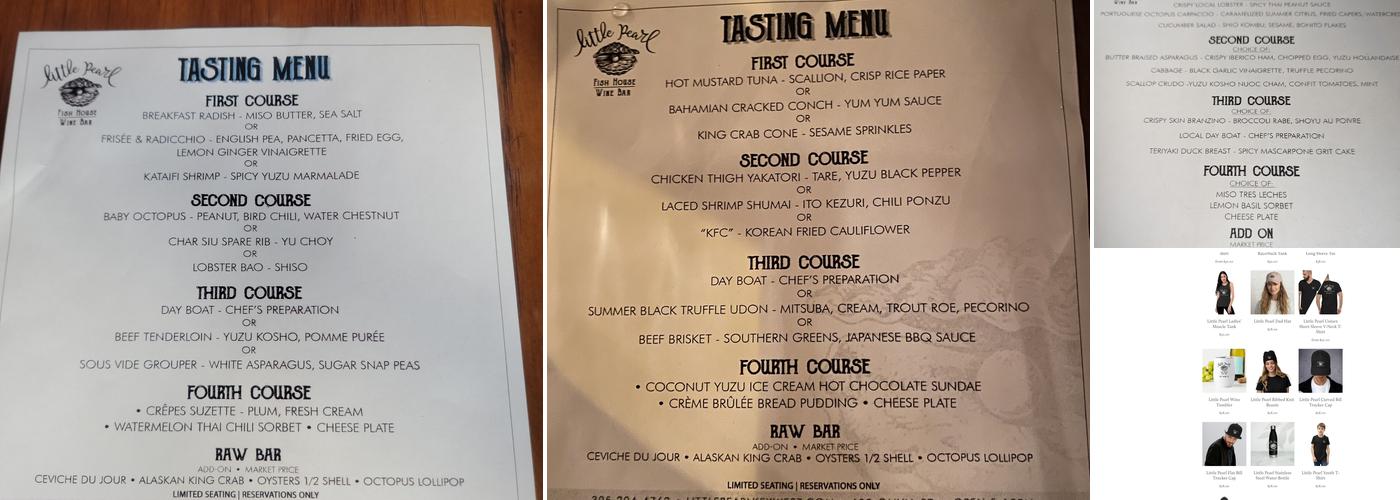 Little Pearl Menu