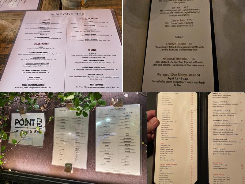 Nine One Five Menu