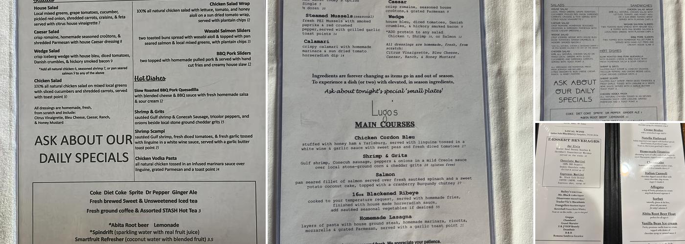 Lugo's Menu