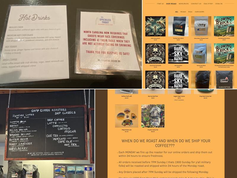 Camp Coffee Roasters Menu