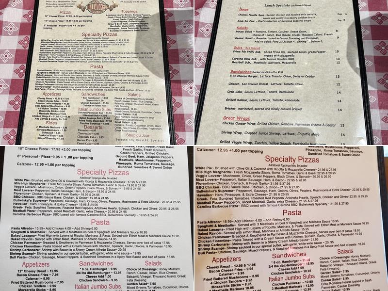 Bullwinkels Menu