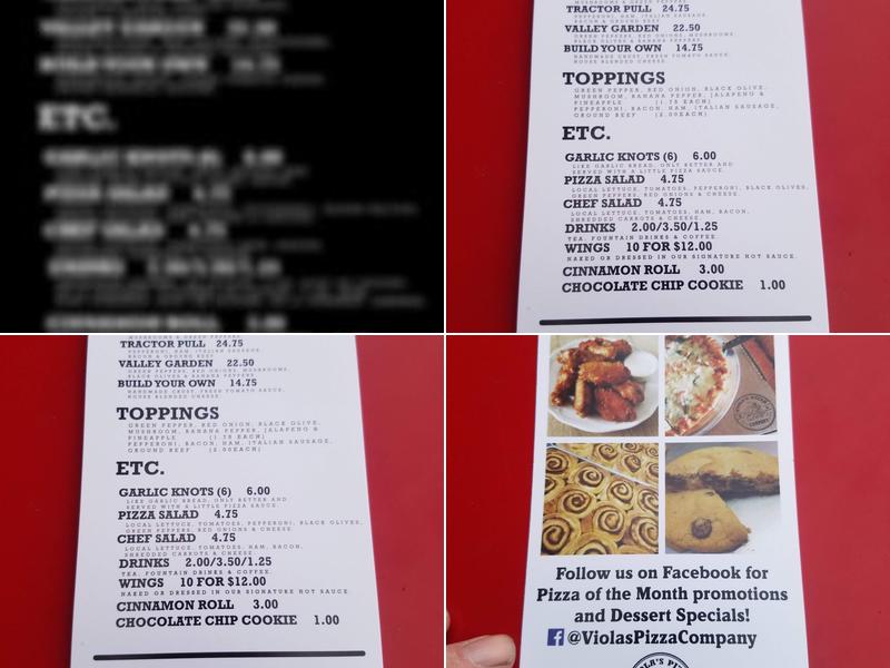 Viola's Pizza Company Menu