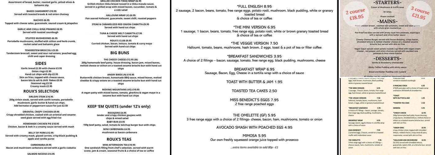 Café Roux Willenhall Menu