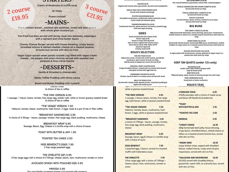 Café Roux Willenhall Menu
