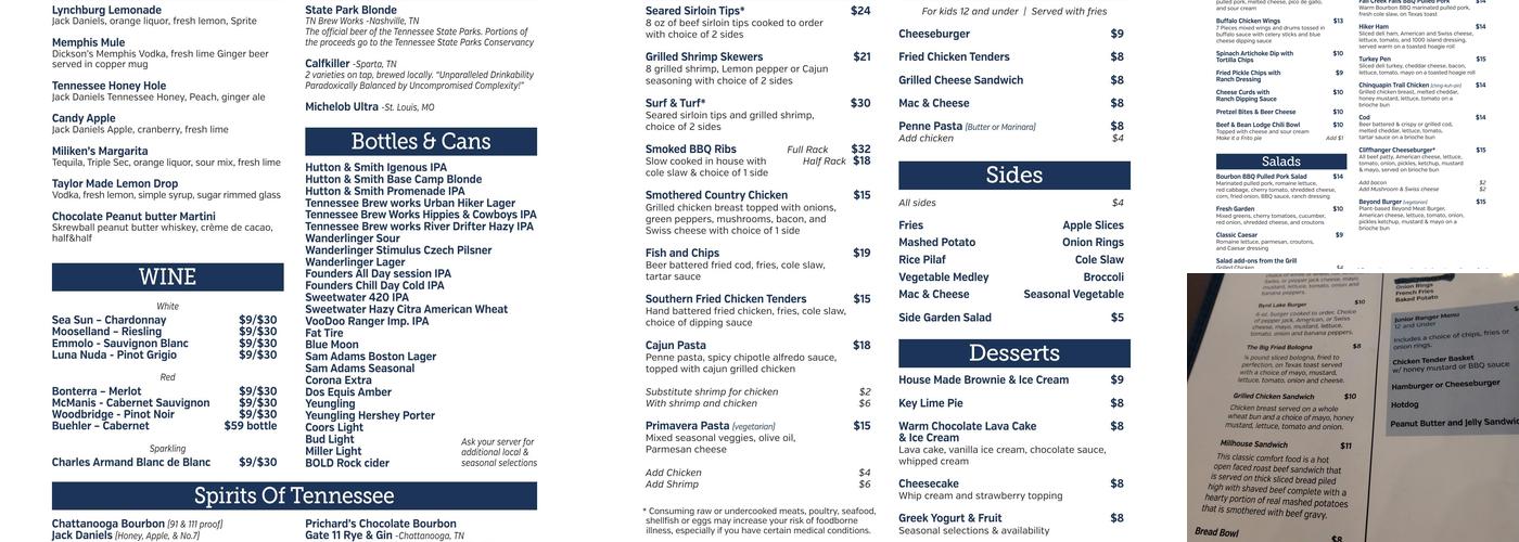 Homestead Harvest Restaurant Menu