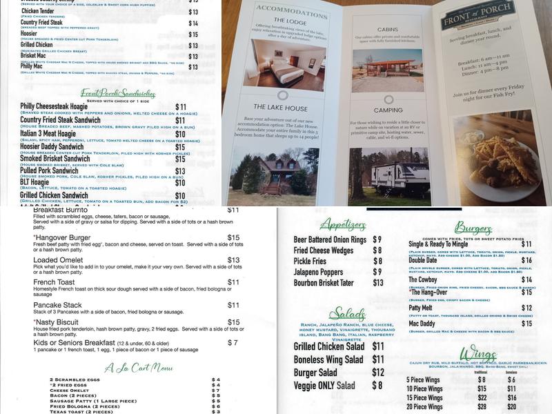 Front Porch Restaurant Menu