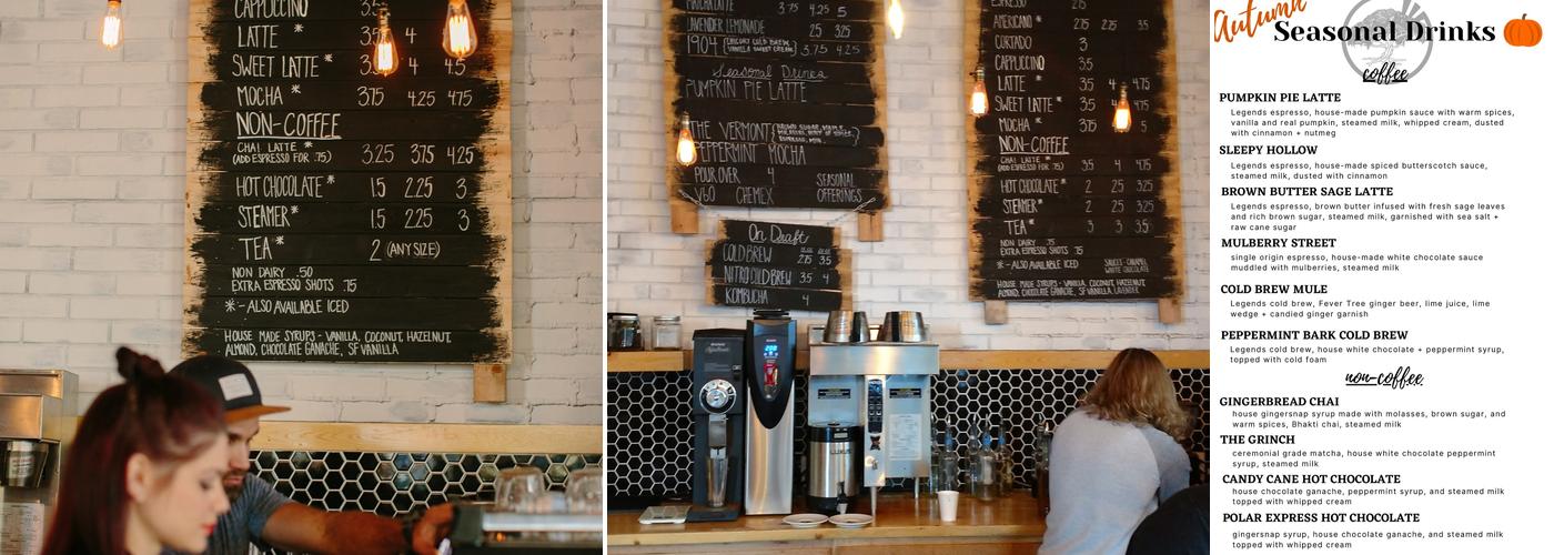 Legends Coffee Menu