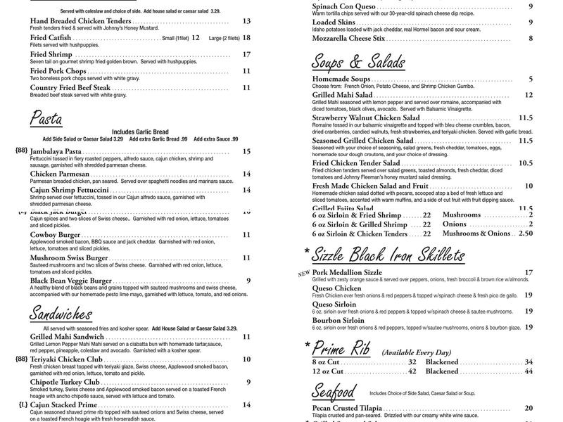 Legends Steakhouse Menu