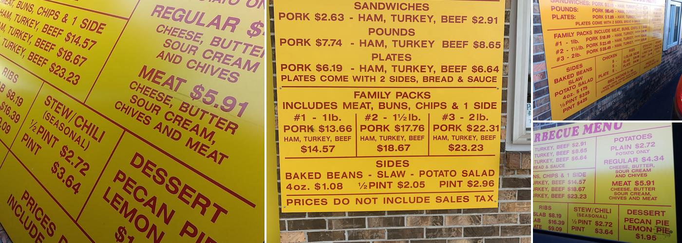 Reed's Bar-B-Que Menu