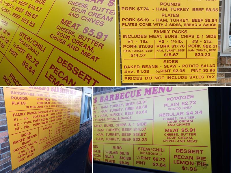 Reed's Bar-B-Que Menu