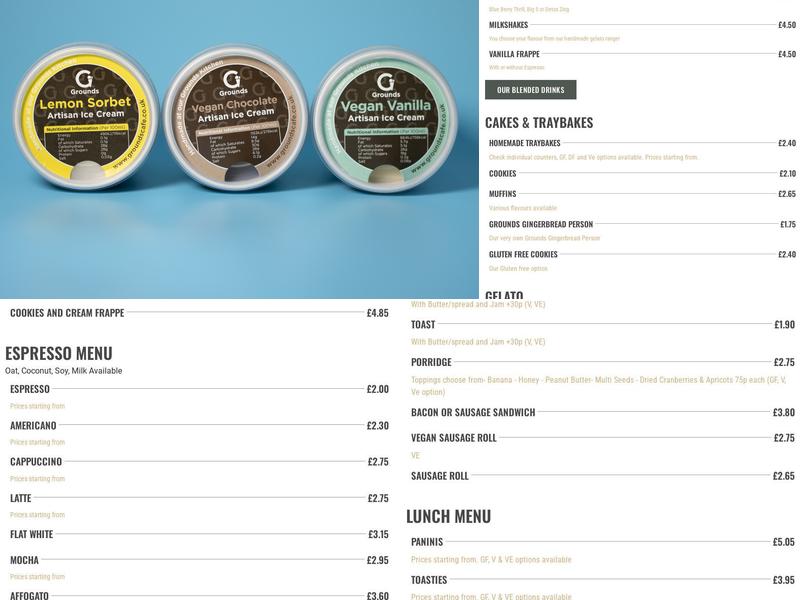 Grounds Café Birches Valley Menu